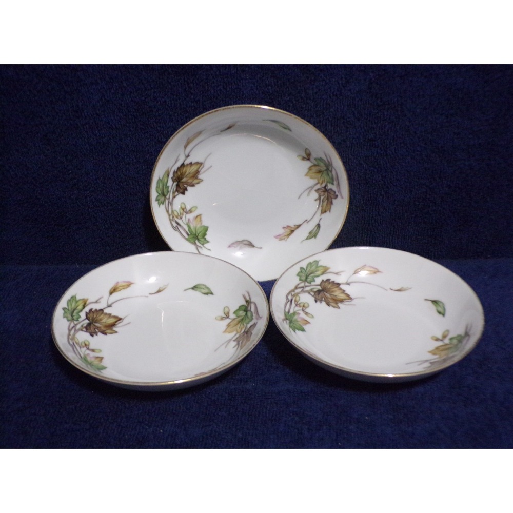 Wentworth China Autumn Pattern Dessert Berry Bowls  #7516 Service for 3